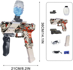 Splatter Ball Gun, Electric Gel Ball Shooting Toys with 30000 eco-Friendly Gellets and Goggles for Outdoor Activities Shooting Team Game Gifts for Teens, Boys and Girls Ages 12+