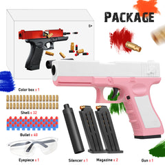 Pink Jump Ejectinging Toy Gun, Soft Bullets & Pull Back Action, Pistol Toys Foam Blaster Soft Bullet Play Gun with 40 Pcs Darts, Education Toy Model for 6,7,8,9,15+ Kids Gift