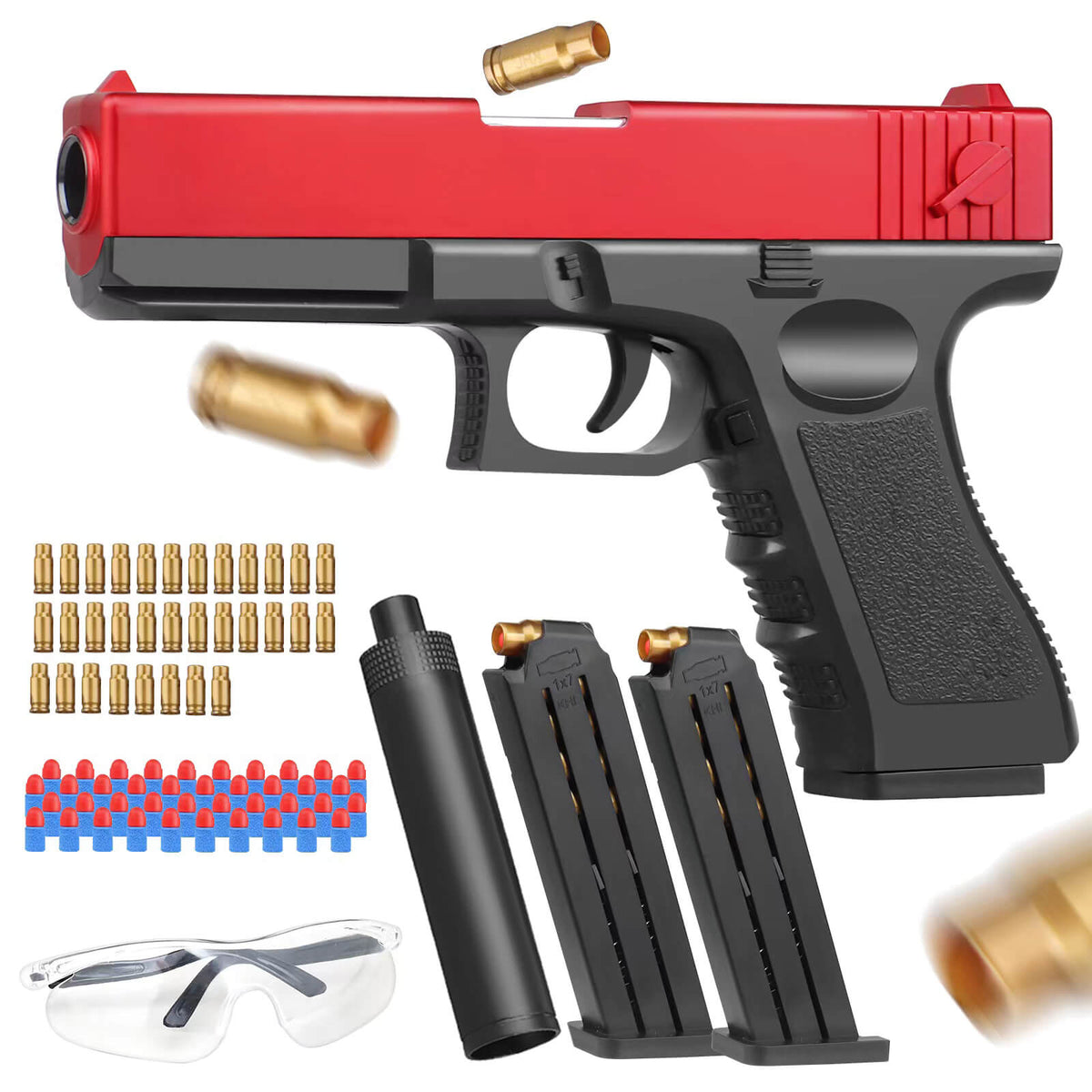 (Special Sales) Toy Gun Jump Ejectinging Magazine, Soft Bullets & Pull Back Action, Pistol Toys Foam Blaster Soft Bullet Play Gun with 40 Pcs Darts, Education Toy Model for 6,7,8,9,15+ Kids Gifts